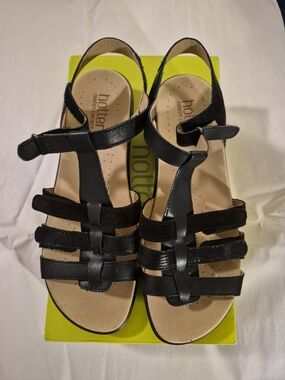 NWT-Hotter Black 8.5, Strappy Comfort Sandals with Ankle Support